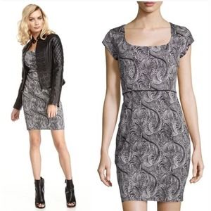 Marchesa Voyage Feather Print Twill Mini Dress Size 2